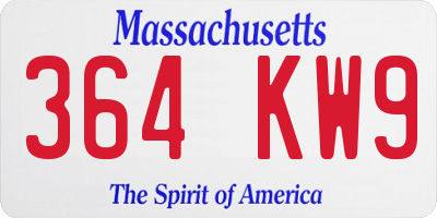 MA license plate 364KW9