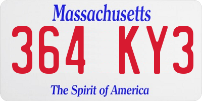 MA license plate 364KY3