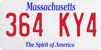 MA license plate 364KY4