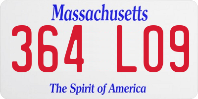 MA license plate 364LO9