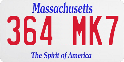 MA license plate 364MK7