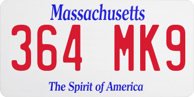 MA license plate 364MK9