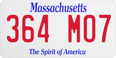 MA license plate 364MO7
