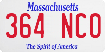 MA license plate 364NC0
