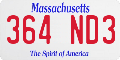 MA license plate 364ND3