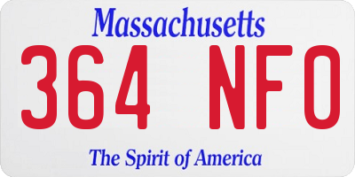 MA license plate 364NF0