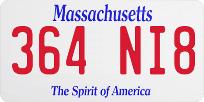MA license plate 364NI8