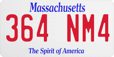 MA license plate 364NM4