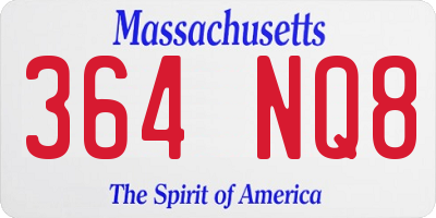MA license plate 364NQ8