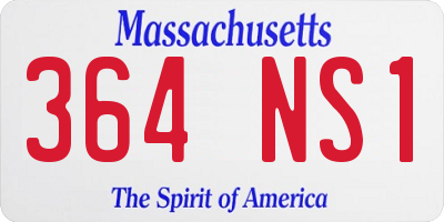 MA license plate 364NS1