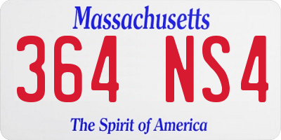 MA license plate 364NS4