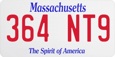 MA license plate 364NT9