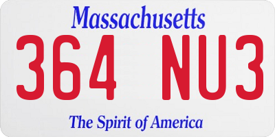 MA license plate 364NU3