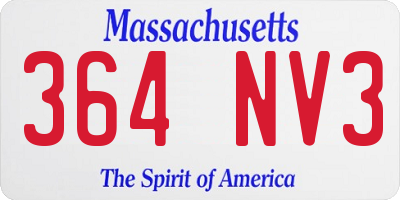MA license plate 364NV3