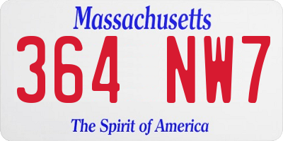MA license plate 364NW7