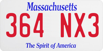 MA license plate 364NX3