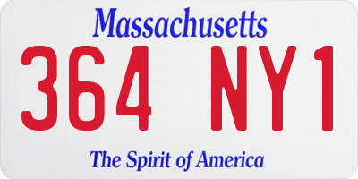 MA license plate 364NY1