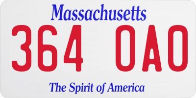 MA license plate 364OA0