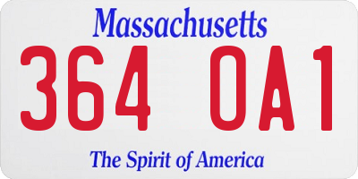 MA license plate 364OA1