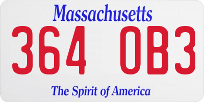 MA license plate 364OB3