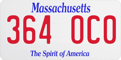 MA license plate 364OC0