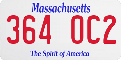 MA license plate 364OC2