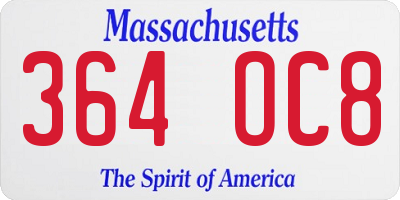 MA license plate 364OC8