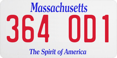 MA license plate 364OD1
