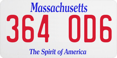 MA license plate 364OD6
