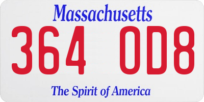 MA license plate 364OD8