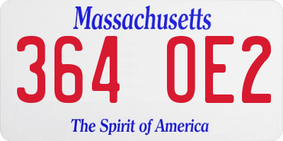 MA license plate 364OE2