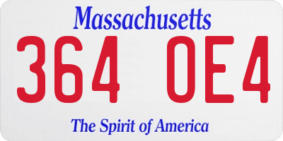 MA license plate 364OE4