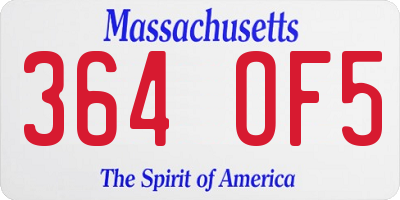 MA license plate 364OF5