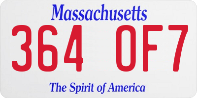 MA license plate 364OF7