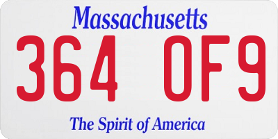 MA license plate 364OF9