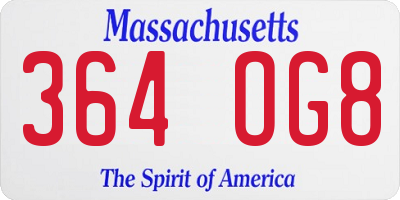 MA license plate 364OG8