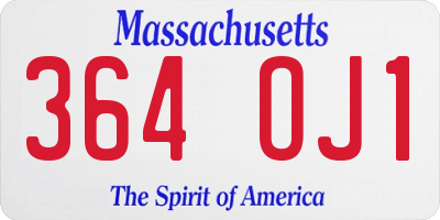 MA license plate 364OJ1