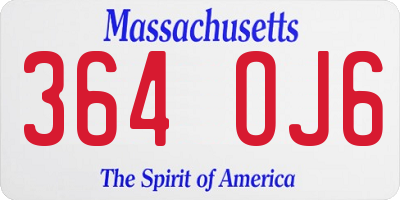MA license plate 364OJ6