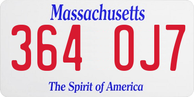 MA license plate 364OJ7