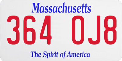 MA license plate 364OJ8