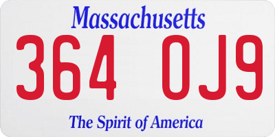 MA license plate 364OJ9