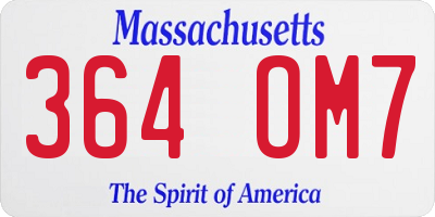 MA license plate 364OM7