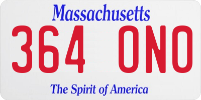 MA license plate 364ON0