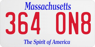 MA license plate 364ON8