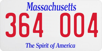 MA license plate 364OO4