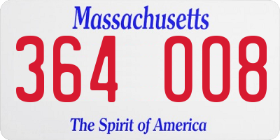 MA license plate 364OO8