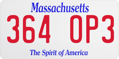 MA license plate 364OP3