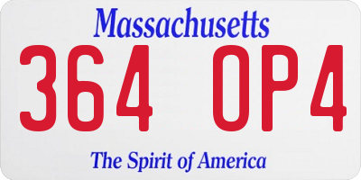 MA license plate 364OP4