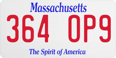 MA license plate 364OP9