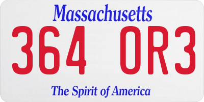 MA license plate 364OR3